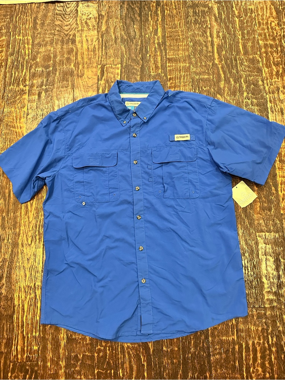 Magellan Outdoors Royal Blue Short-Sleeve Button-Down Shirt NWT